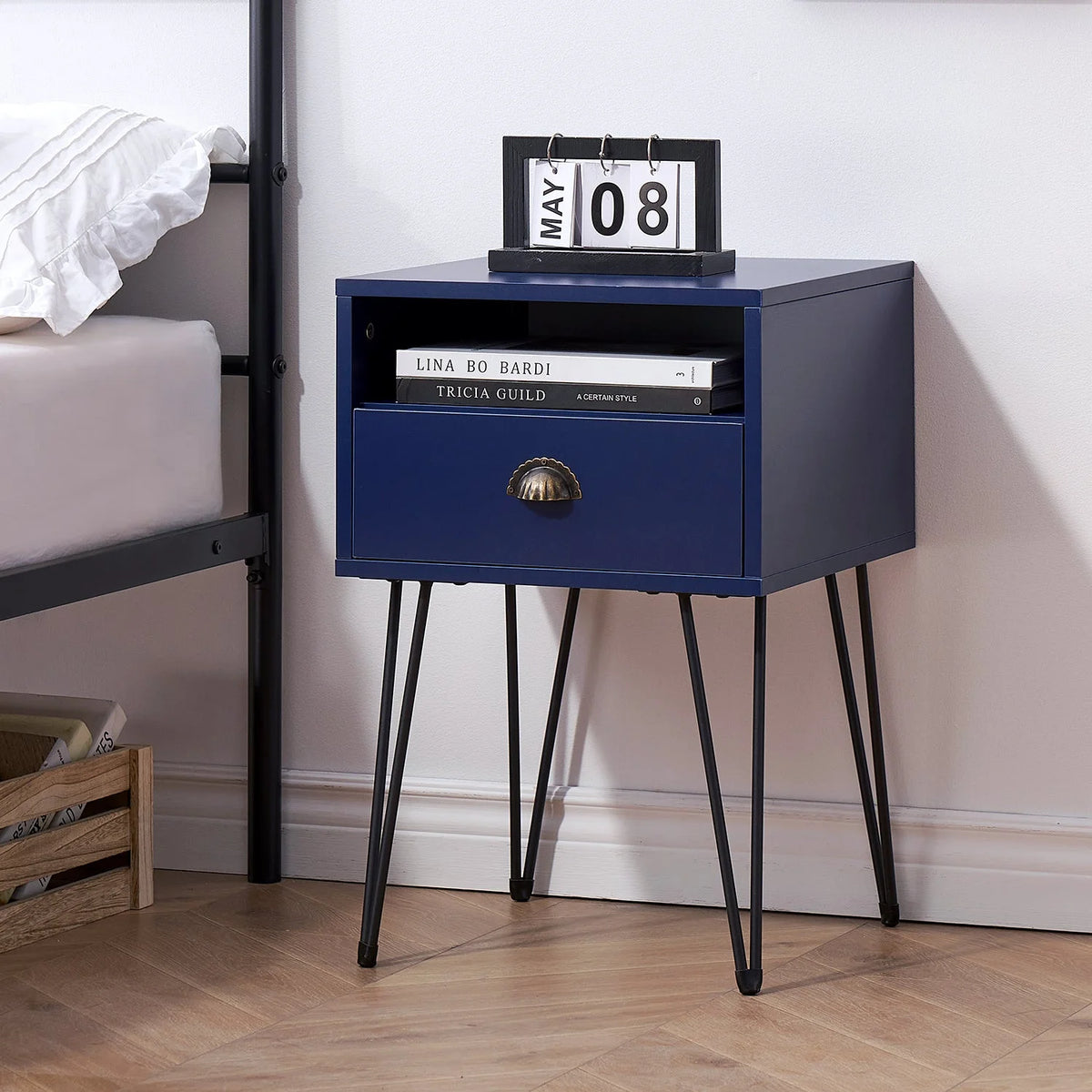 Blue 3-Piece Queen Bedroom Set with Nightstand Set of 2 M473269