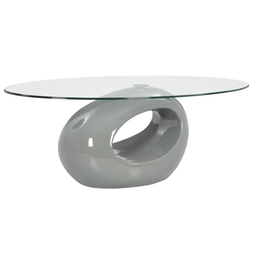 Oval Glass Coffee Table with Fiberglass Stand T804588