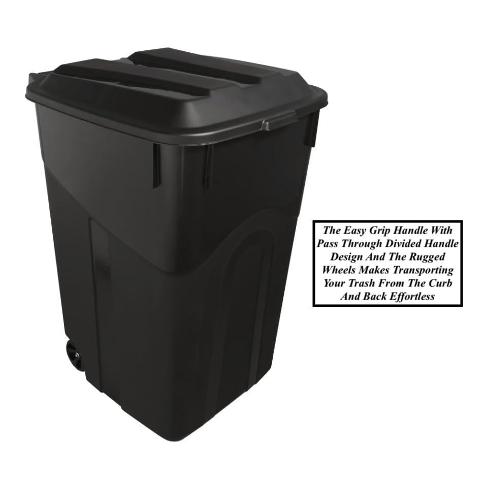 45 Gallon Heavy Duty Plastic Trash Cans with Lid and Wheels M3006