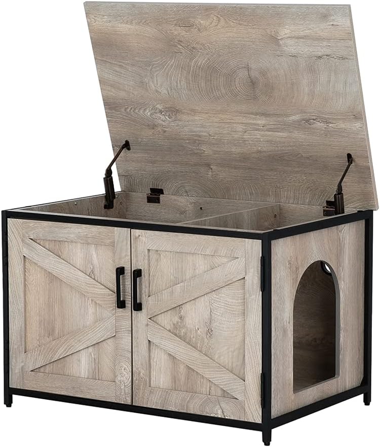 Cat Litter Box Enclosure with Metal Frame Y4725
