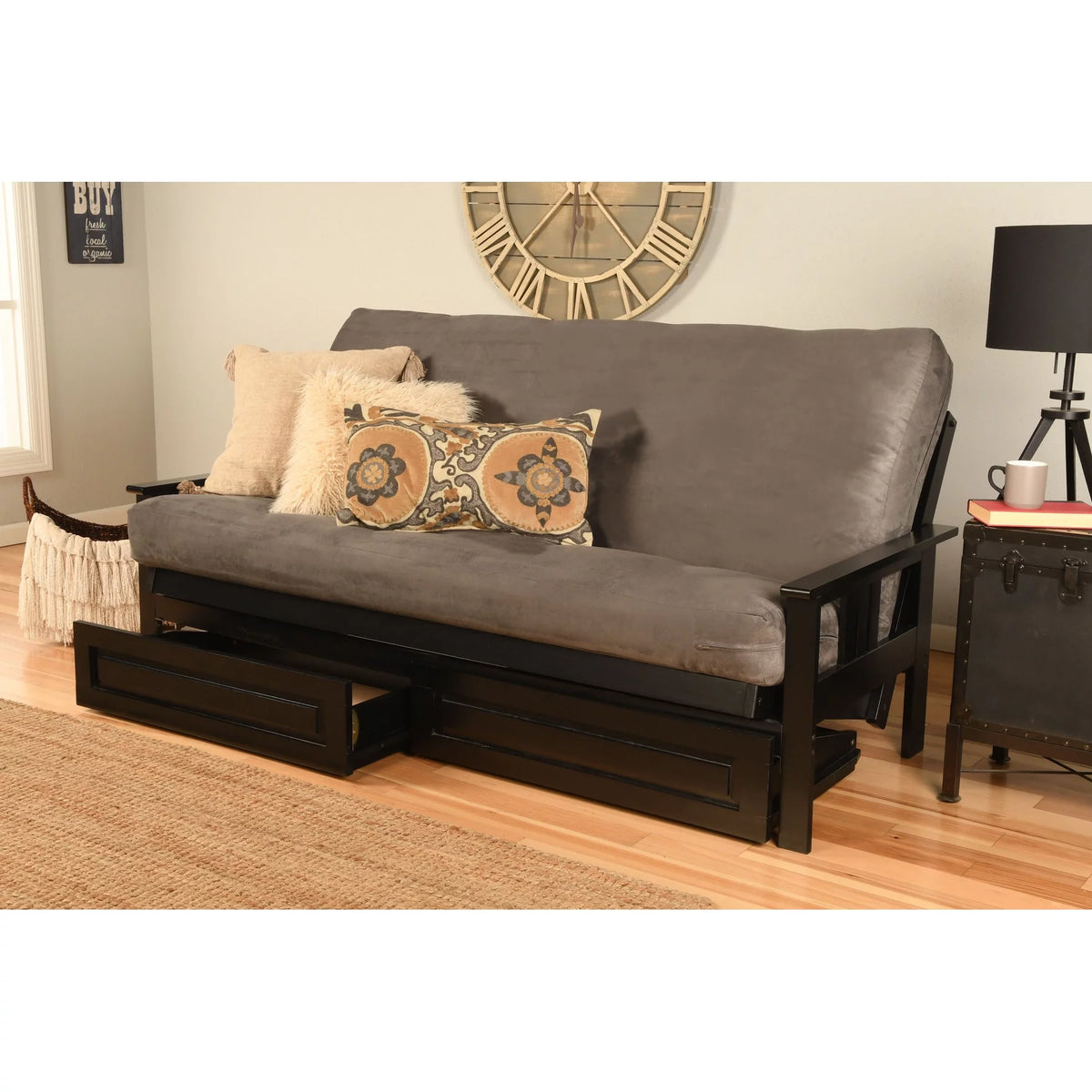 Black Sofa with Storage and Removable Mattress Cover Z1195