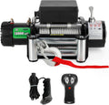 4500-lb. Load Capacity Electric Winch Kit, 12V Synthetic Rope Winch with Hawse Fairlead, Waterproof IP67 Towing Winches with Both Wireless Handheld Remote and Corded Control P876
