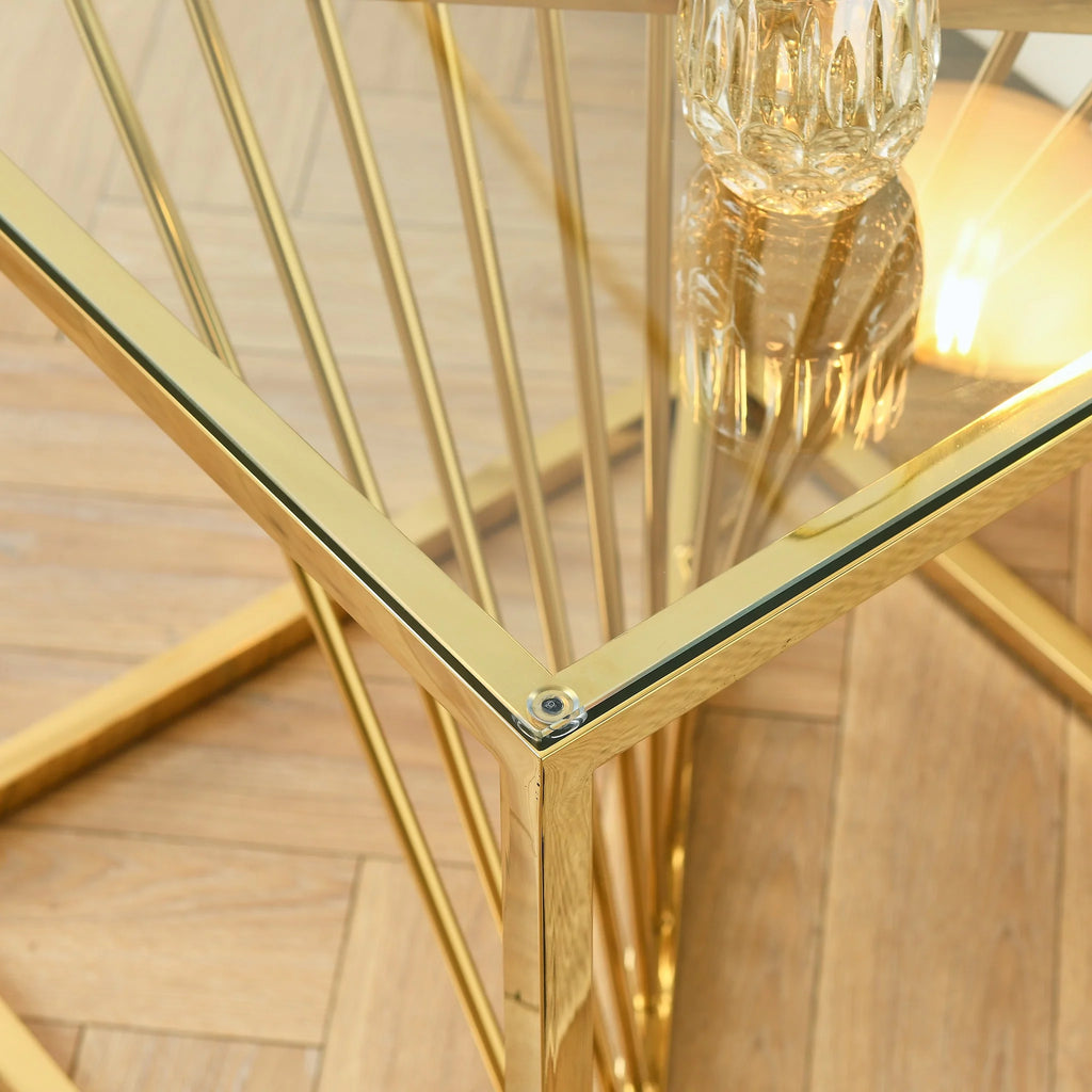 20 Inch Glass End Table with Metal Frame D36902