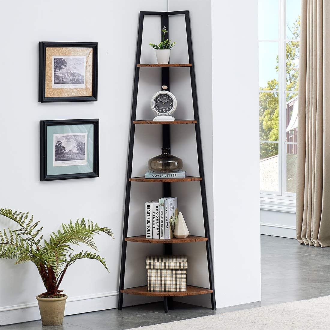 5-Shelf Corner Etagere Bookcase O6003
