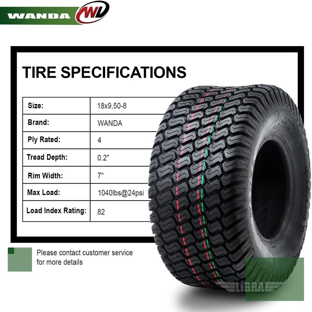 18x9.50-8 Lawn Mower Turf Tires Pack of 2 E1347