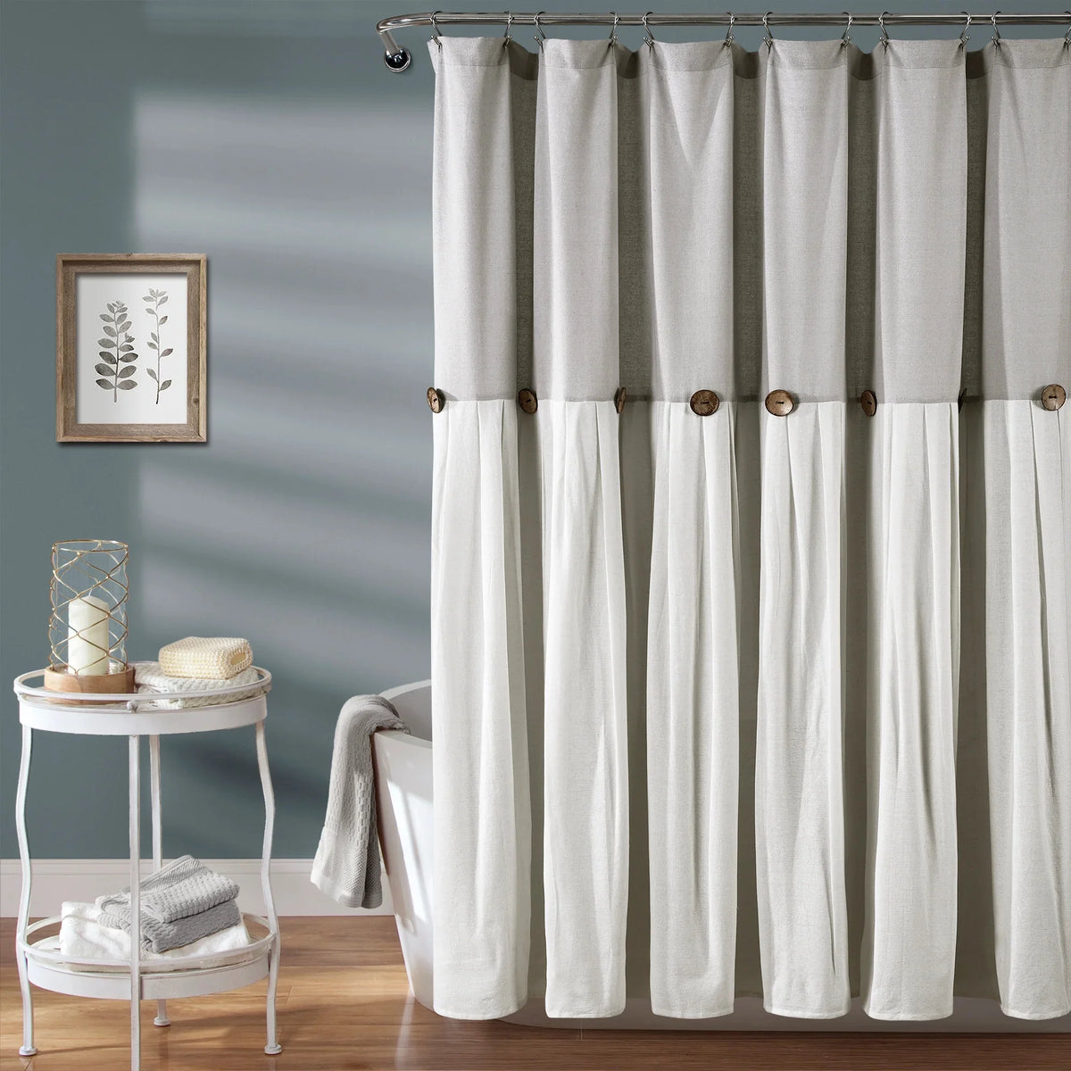 Gray Cotton Blend Shower Curtain F4707