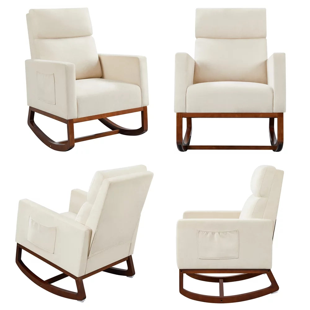 Beige Upholstered Rocking Accent Chair Y2954