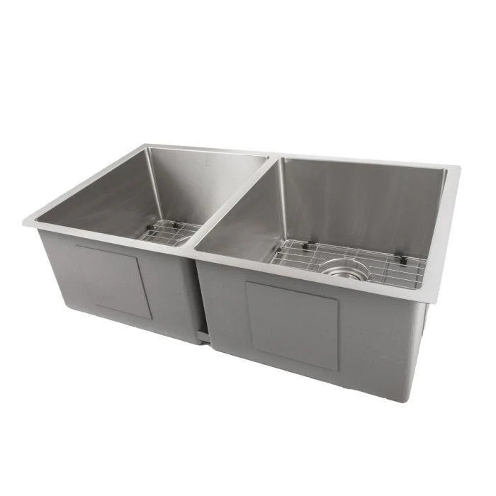 33 in. Undermount Double Bowl Stainless Steel Kitchen Sink A38434