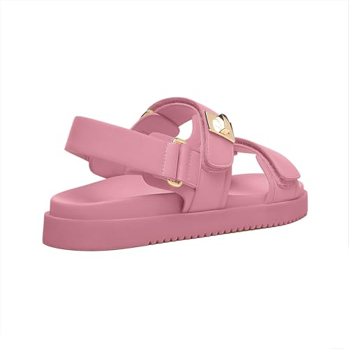 Women's Adjustable Double Strap Slip on Leather Footbed Flat Sandals H821
