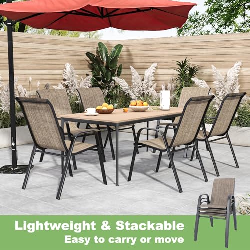 Outdoor Patio Stackable Dining Chairs Set of 4 All-Weather Textilene K474382