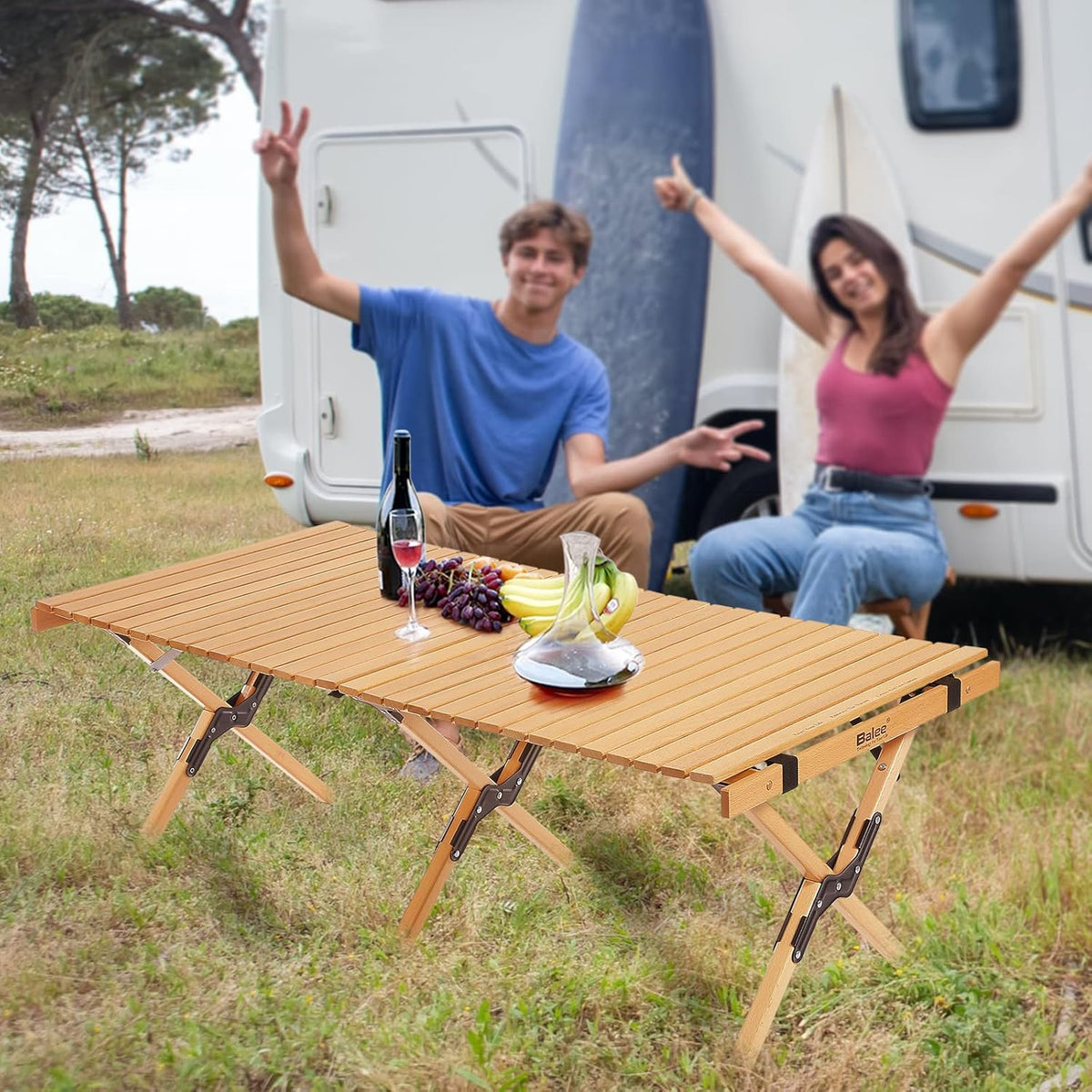 4ft Folding Wood Picnic Table with Carry Bag M98674