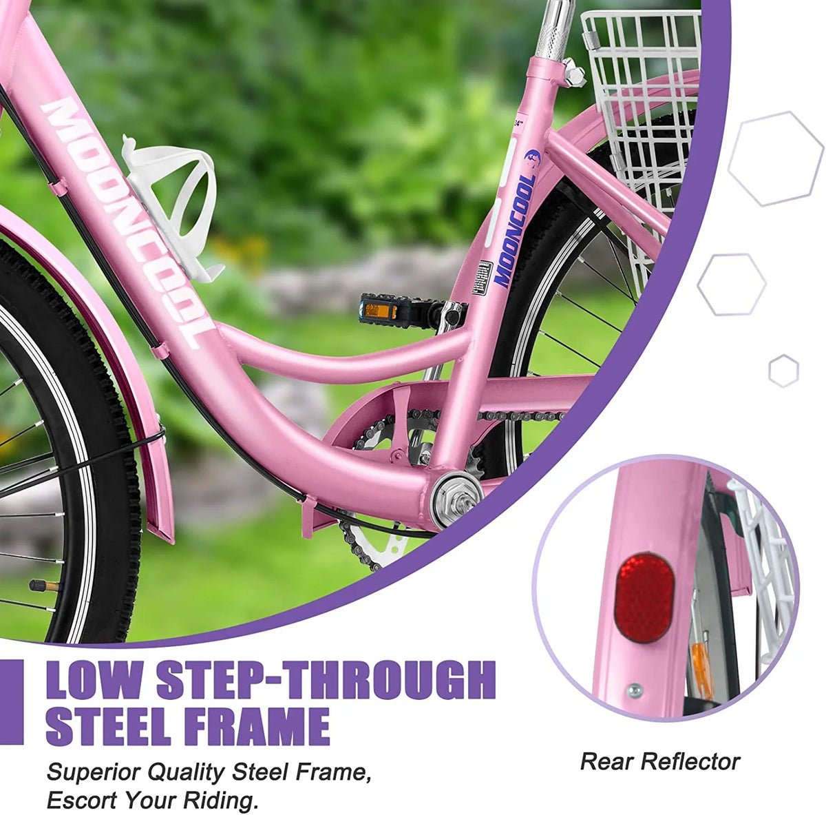 24 26 inch 7 Speed Adult Tricycle with Rear Basket O798395