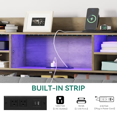 Queen Upholstered Platform Bed with Headboard Storage D900947
