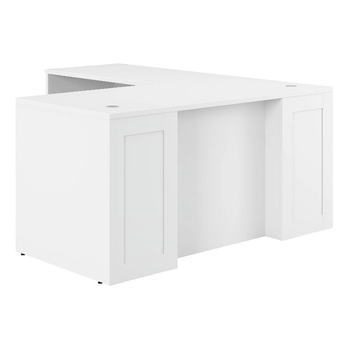 White L-Shaped Executive Desk H2397
