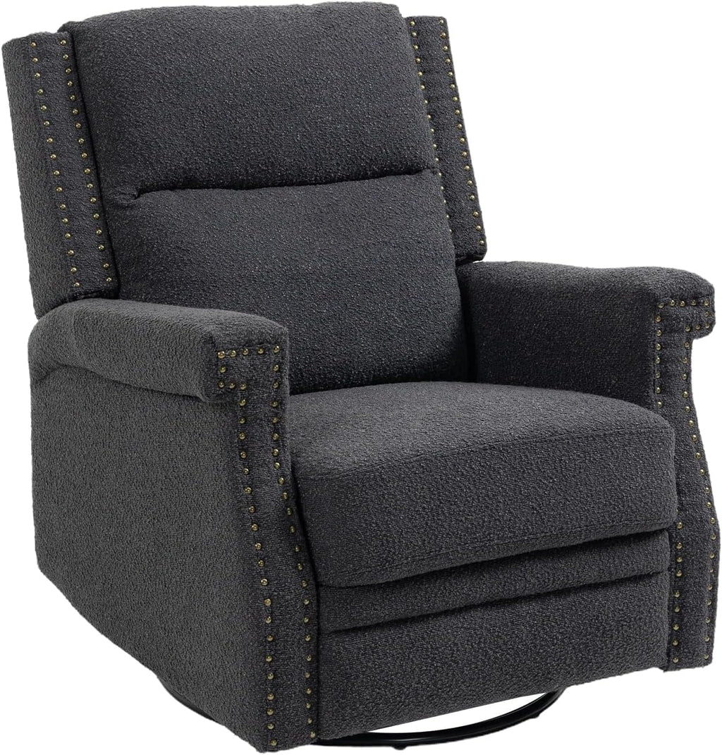 Black Teddy Fabric Swivel Recliner Chair I812016