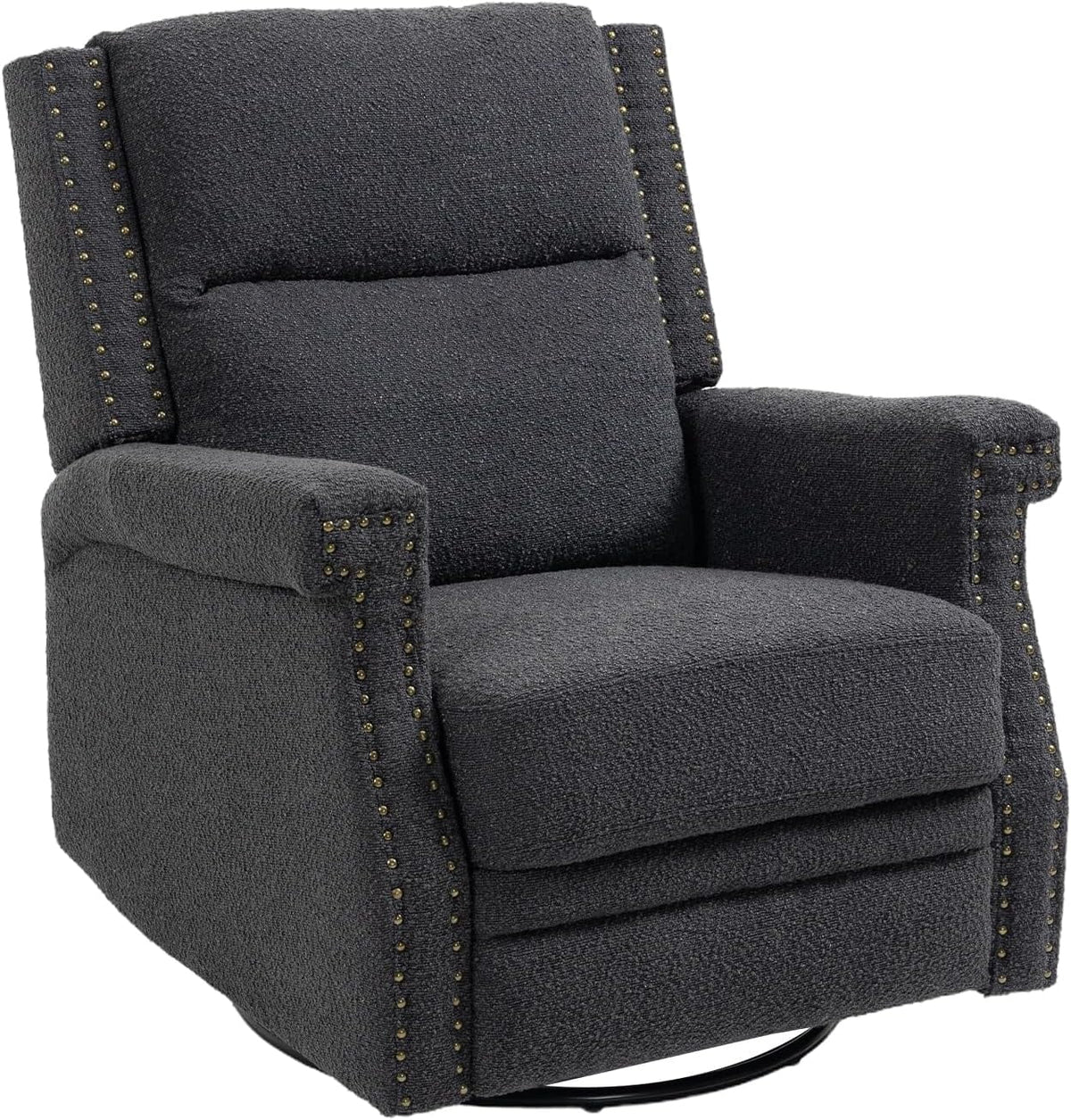Black Teddy Fabric Swivel Recliner Chair I812016
