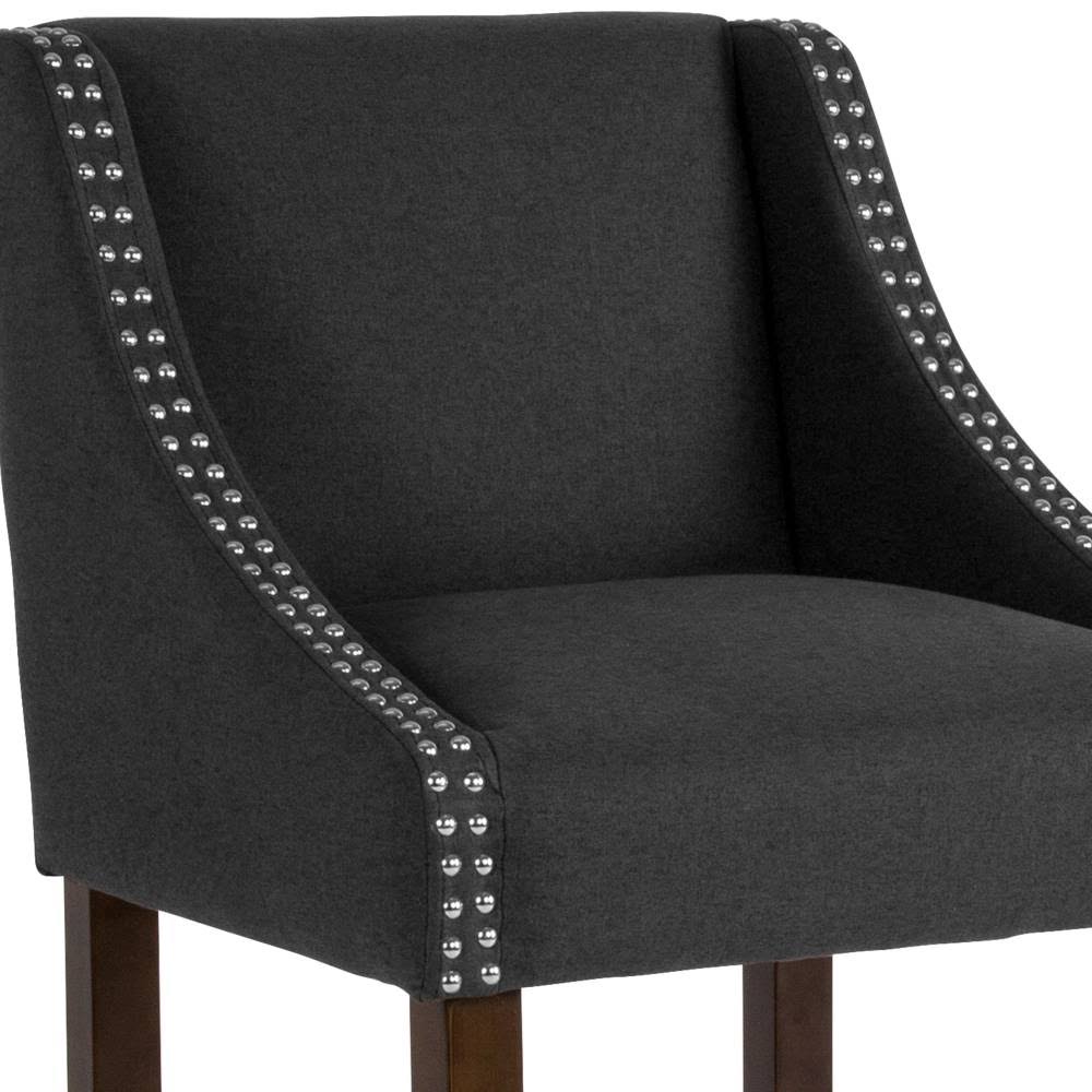 Brown Leather Barstool with Nail Trim X423