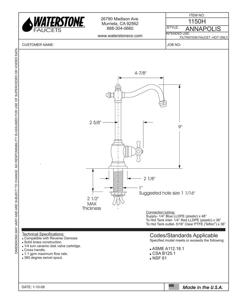Hot Only Filtration Faucet Cross Handle Caribbean Bronze V35166