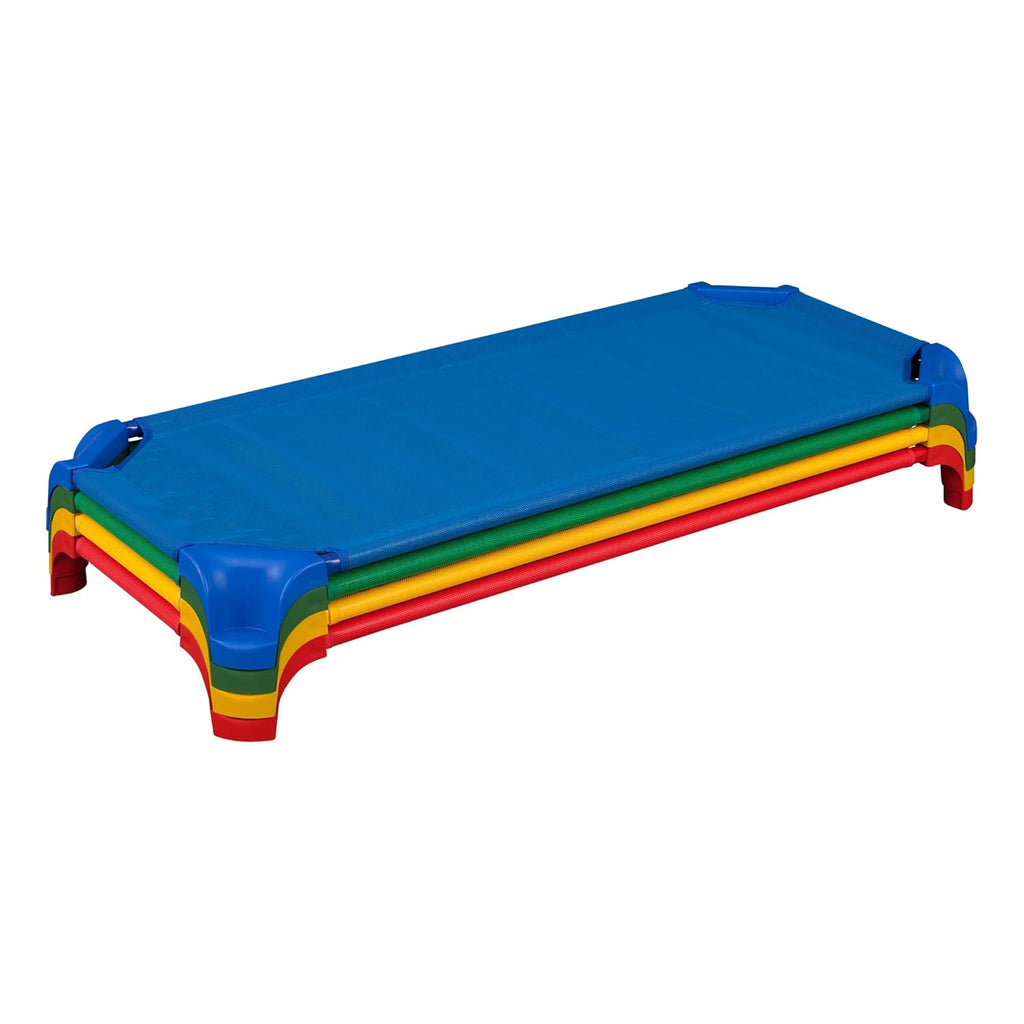 Blue Stackable Daycare Cot with Easy Lift Corners, Pack of 6 U85936