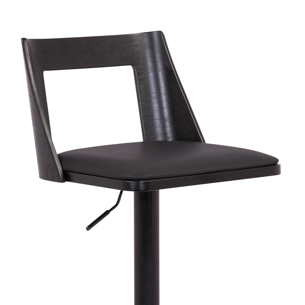 Black Faux Leather Wood Swivel Bar Stool X95017