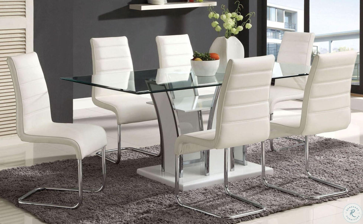 White & Chrome 7pcs Dining Room Set C945