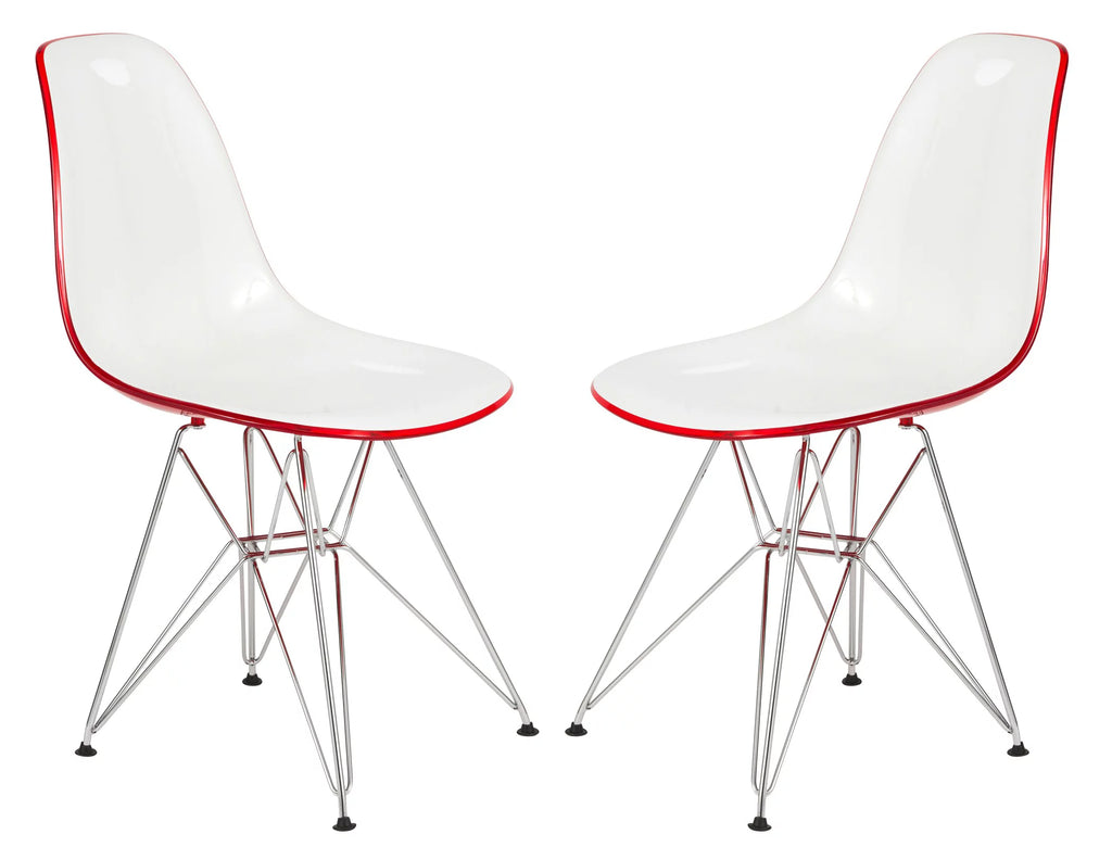 White Red Set of 2 Dining Side Chair J7292
