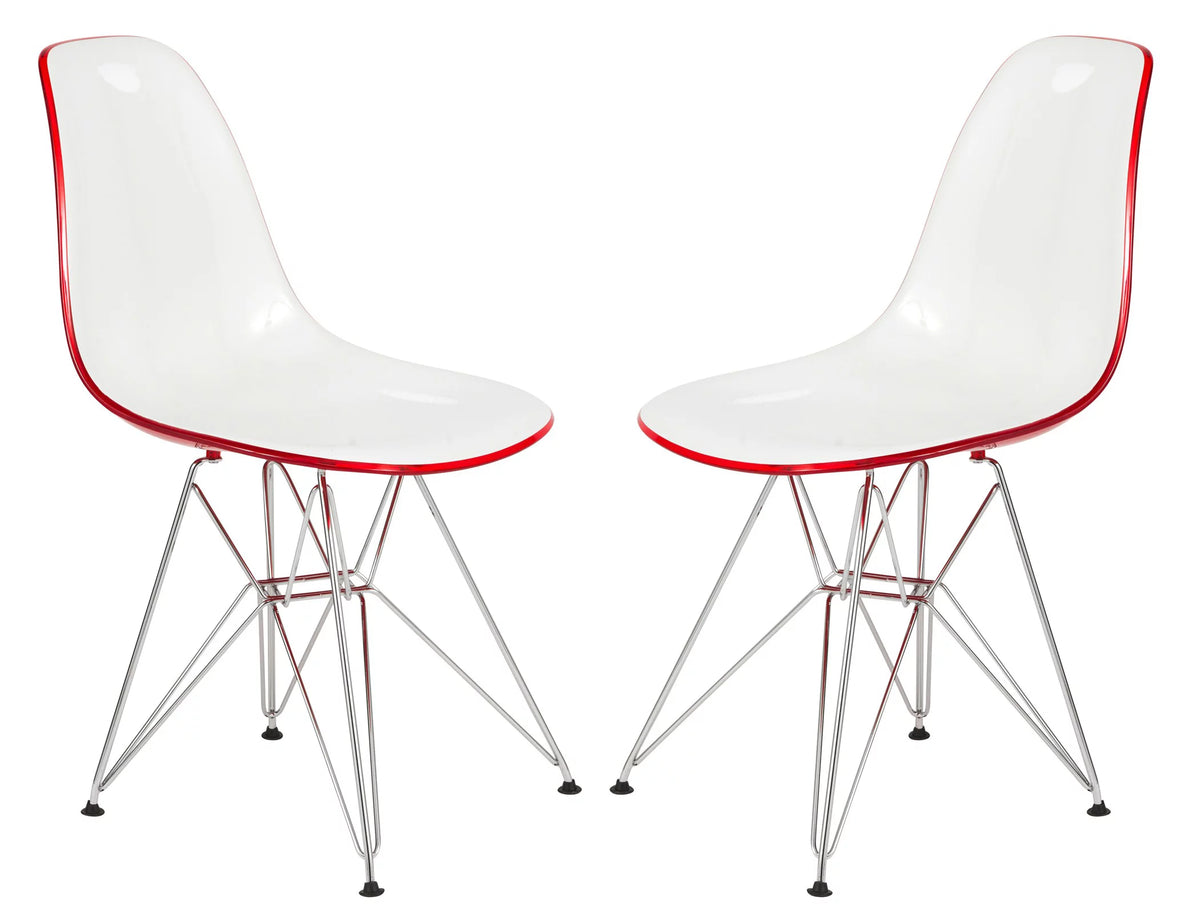 White Red Set of 2 Dining Side Chair J7292