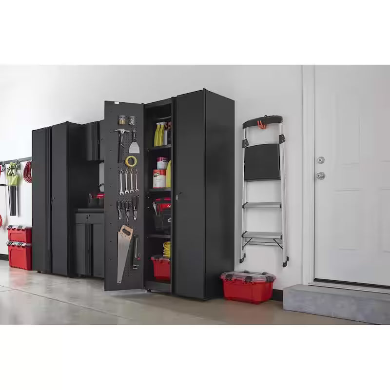 Black 24-Gauge Steel Freestanding Garage Cabinet U343