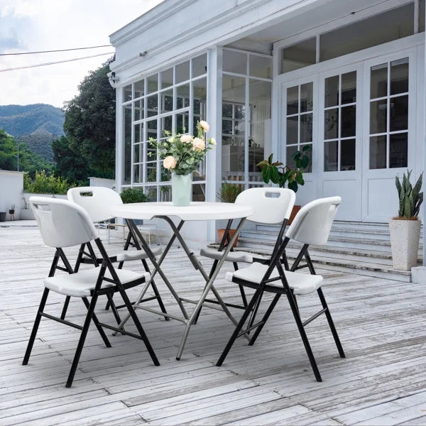 White 4 Pack Plastic Folding Chairs Y395462