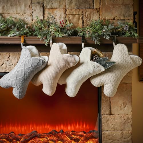 4 Pack 18 Inch Knitted Dog Christmas Stockings Q193140