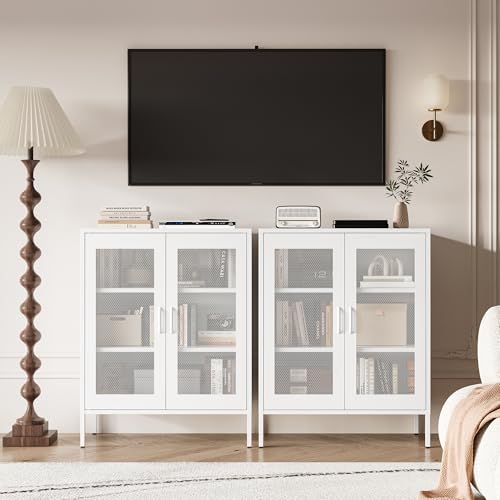 Blue 3 Tier Metal Storage Cabinet with Doors and Shelves M47049