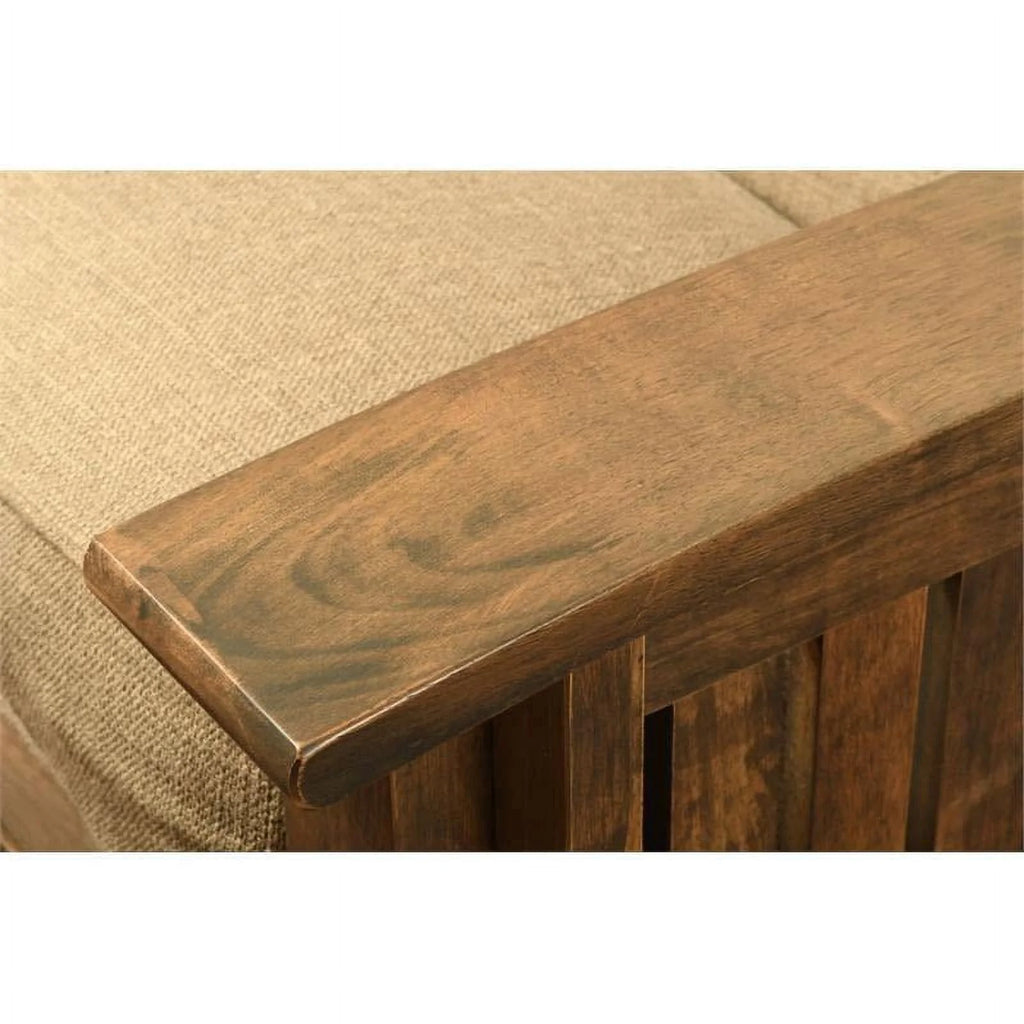 Queen Size Rustic Walnut Wood Storage Futon Frame M2368