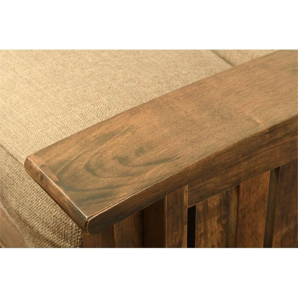 Queen Size Rustic Walnut Wood Storage Futon Frame M2368
