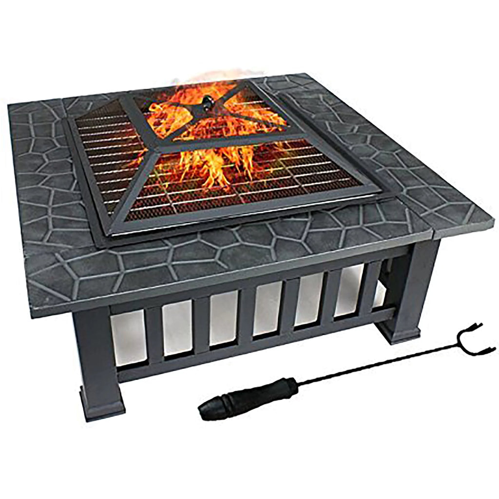 32 Outdoor Square Metal Wood Burning Fire Pit H706