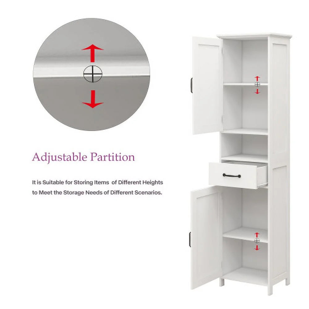 Tall Slim Bathroom Storage Cabinet with Door & Drawer N8051
