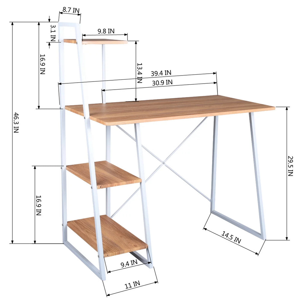 40'' Oak Computer Desk with Open Shelves O63175