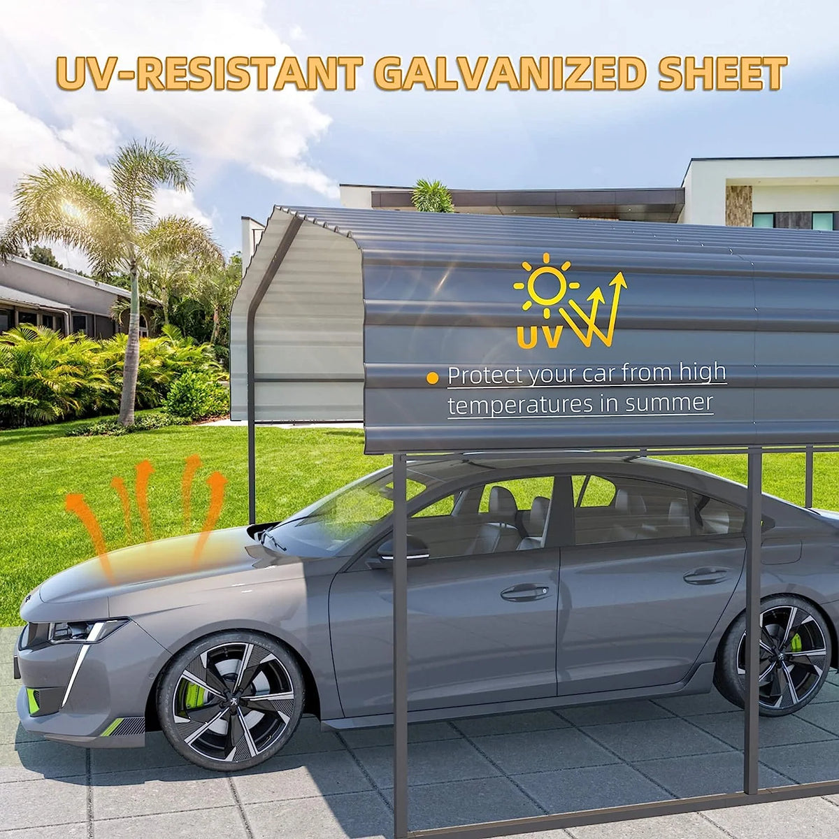 10 x 15 ft Galvanized Steel Carport Z936514