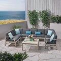 Light Gray Acacia Wood Outdoor Sofa Sectional Set H1510