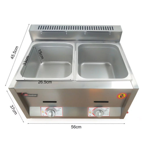 2 Pan Stainless Steel Commercial Gas Deep Fryer A597