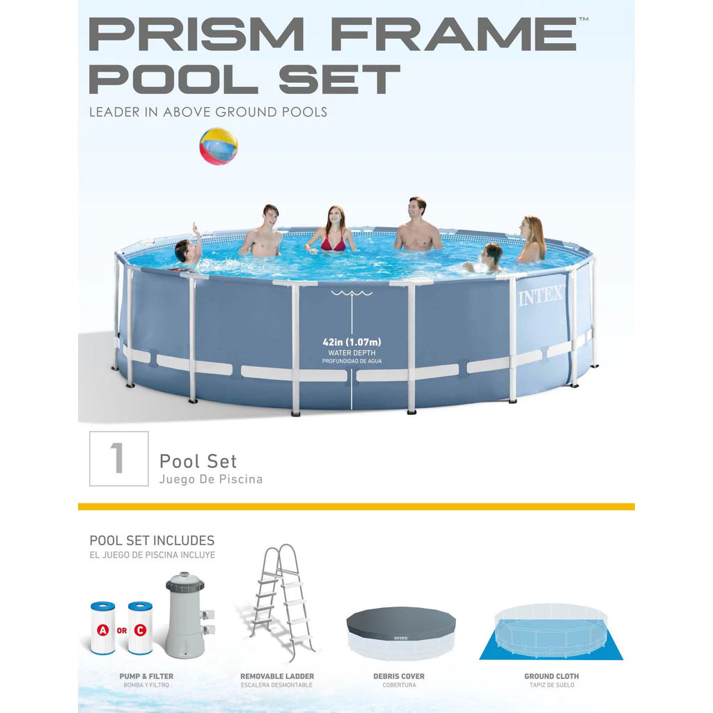 15 Feet x 48 Inches Prism Frame Swimming Pool Set K500623