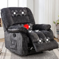 Gray Fabric Manual Recliner with Massage and Heat A666