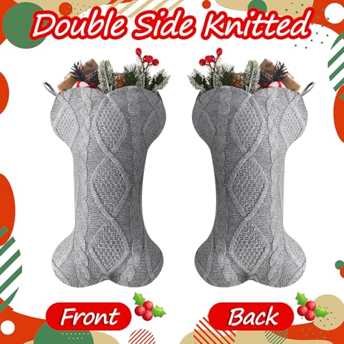 4 Pack 18 Inch Knitted Dog Christmas Stockings Q193140