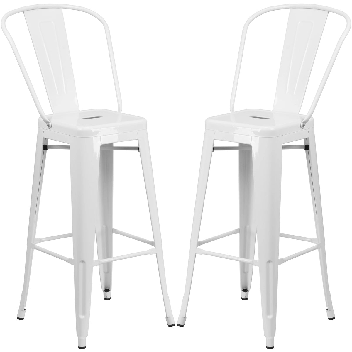 White Metal Barstool 2 Stools V18362