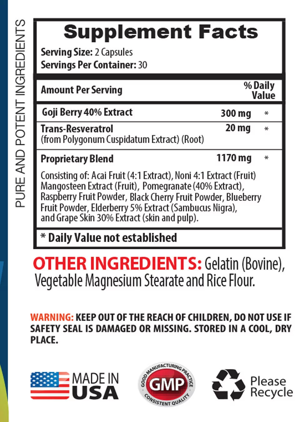 Goji Berry Extract 300mg Eye Health Vitamins Q74375