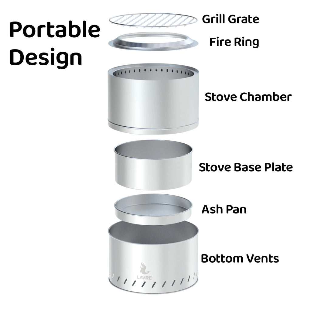 Stainless Steel Smokeless Wood Burning Fire Pit with Grill E820