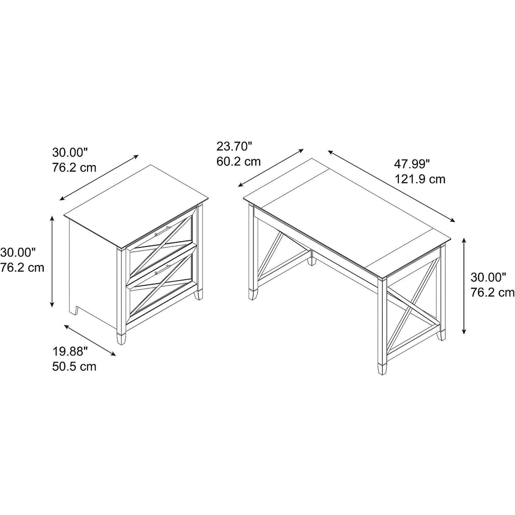 48-Inch Writing Desk with Lateral File Cabinet E22176