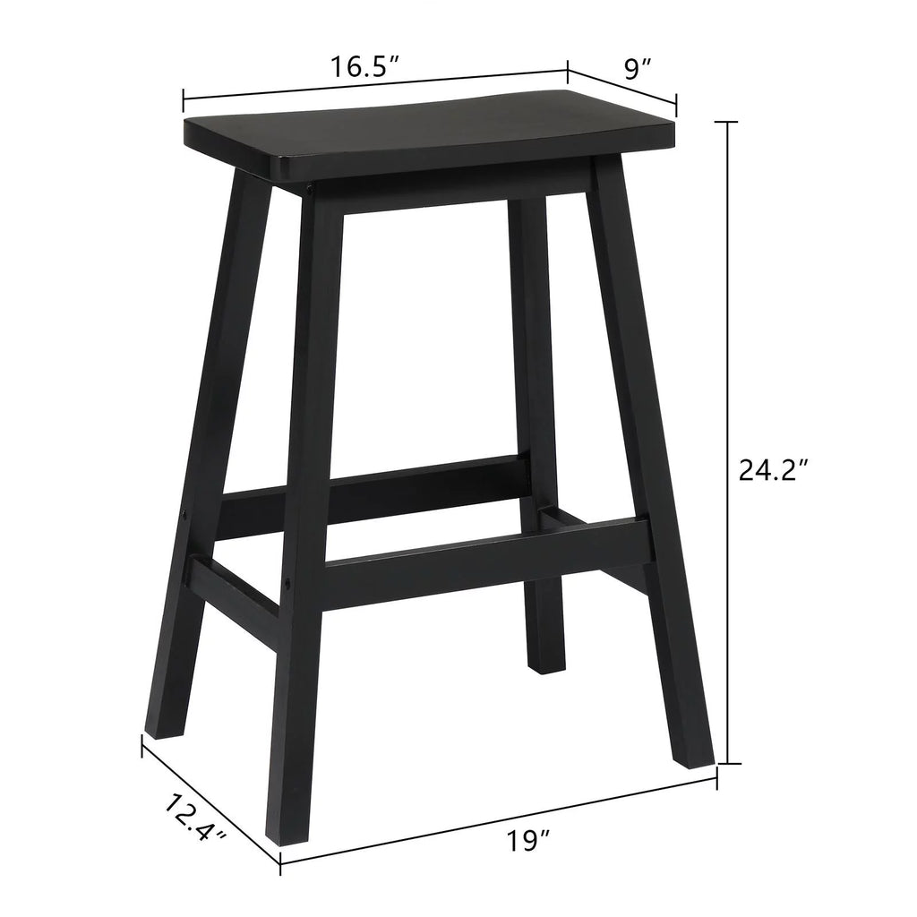 Set of 4 Black Wooden Saddle Seat Bar Stools Q4786