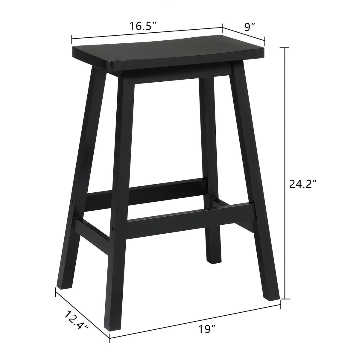 Set of 4 Black Wooden Saddle Seat Bar Stools Q4786