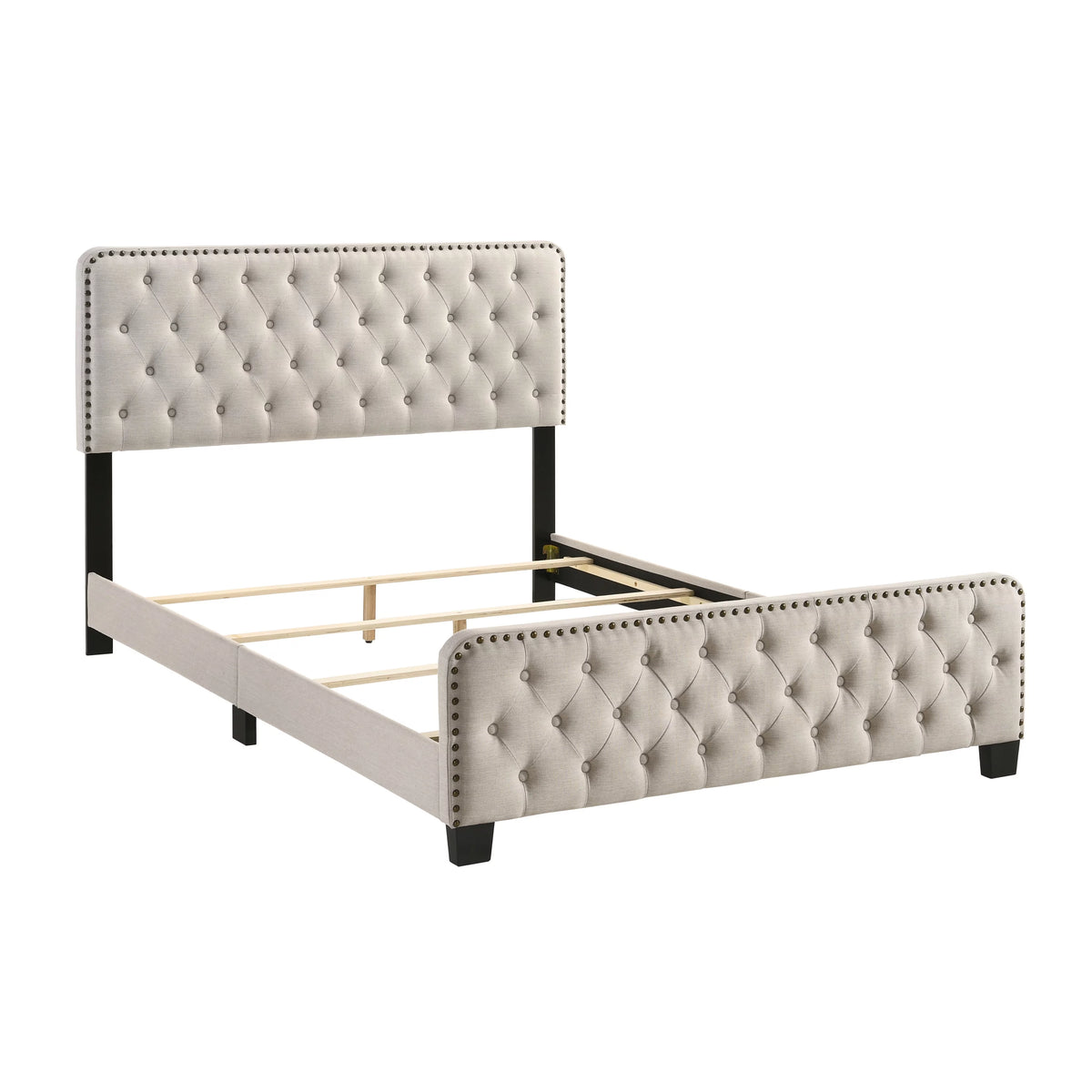 Beige Tufted Fabric Upholstered King Bed K135077