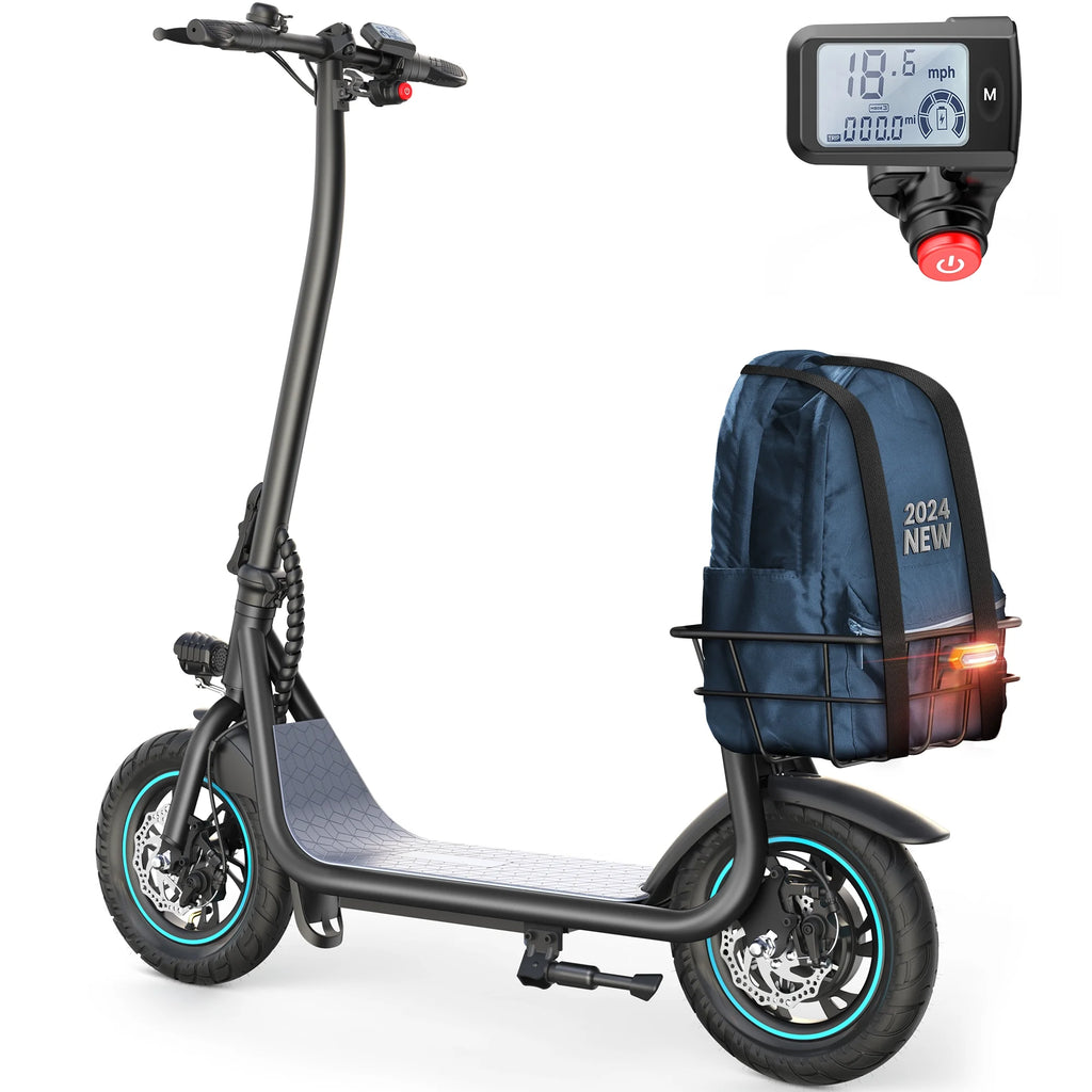 550W 12 inch Electric Scooter with Basket and Wide Deck K32509